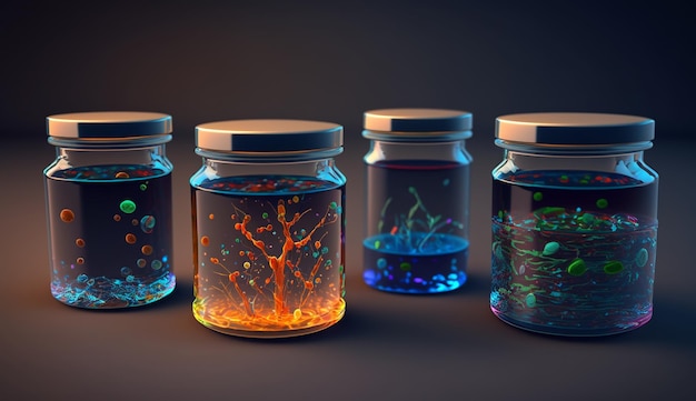 Bacteria in transparent jars generative AI