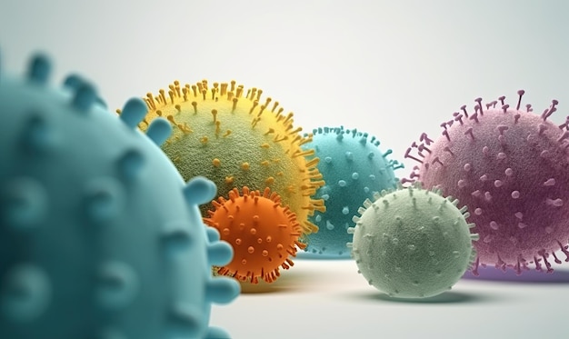 Bacteria and virus cells under closeup view Creating using generative AI tools