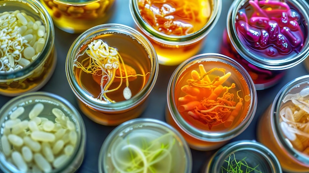 Bacterial Communities in Fermented Foods Science microscopic background