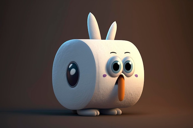 Bad bunny toilet paper cute_cartoon character, generative ai