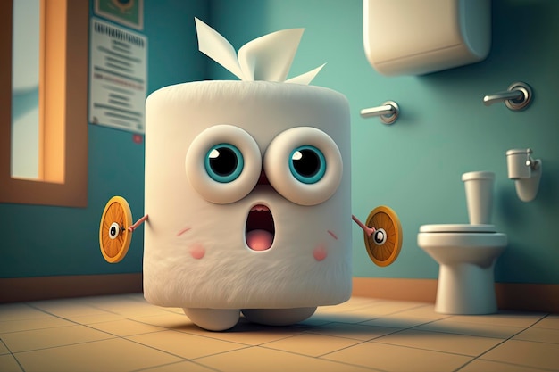 Bad bunny toilet paper cute_cartoon character, generative ai