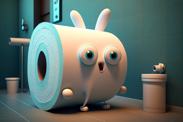 Bad bunny toilet paper cute_cartoon character, generative ai