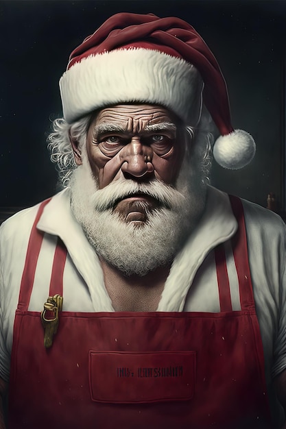 Bad Santa Santa Claus illustration concept art design Portrait looking at camera Generative AI