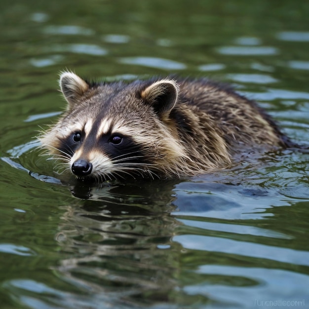 Photo a badger is swimming in the water