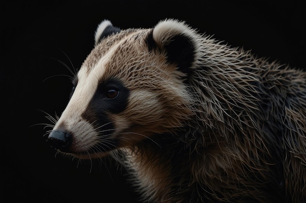 Badger portrait on dark background AI Generative