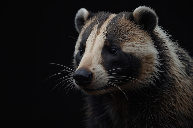 Badger portrait on dark background AI Generative