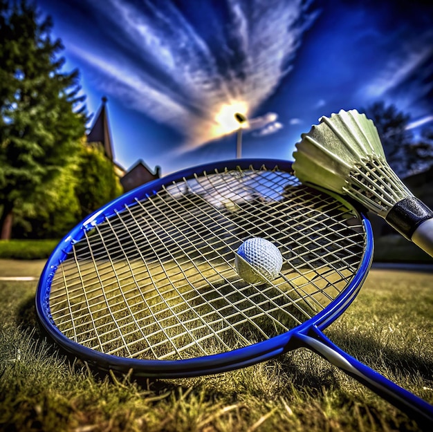 Badminton concept with dramatic lighting