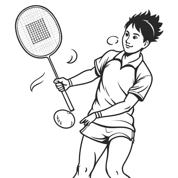 badminton line art white background