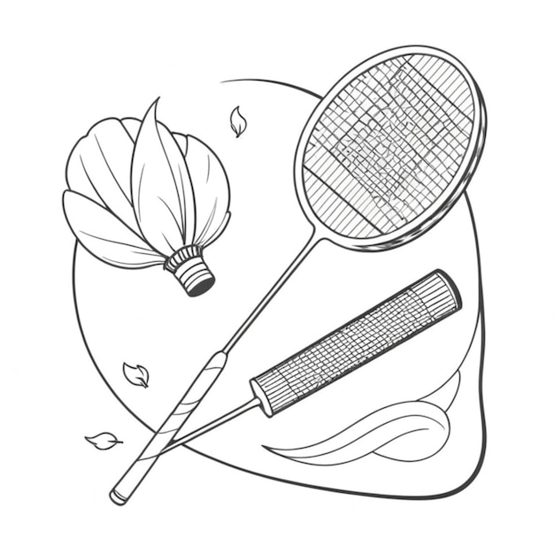 Photo badminton line white background