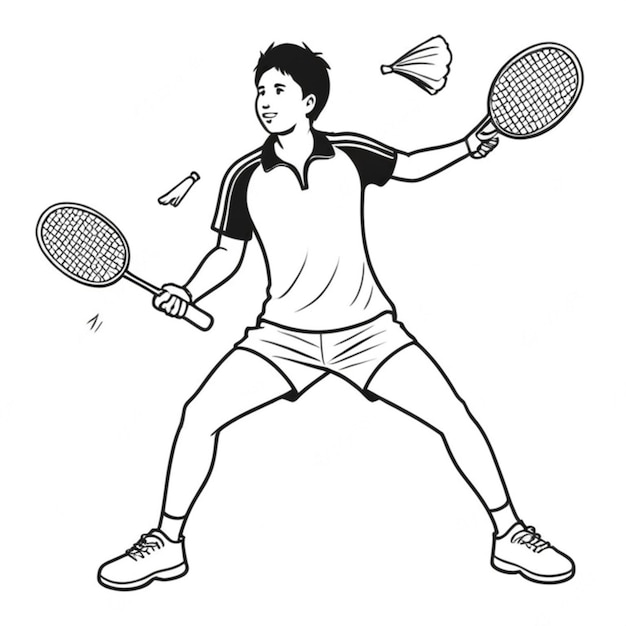 Badminton line white background