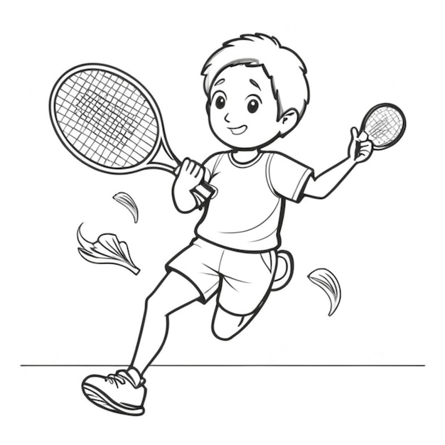 badminton sport line white background