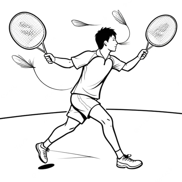 badminton sport line white background