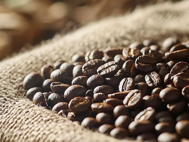 Photo a bag of coffee beans with a few coffee beans