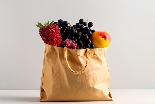 A bag of fruits from the grocery store Juicy fruits in eco friendly package Generated AI