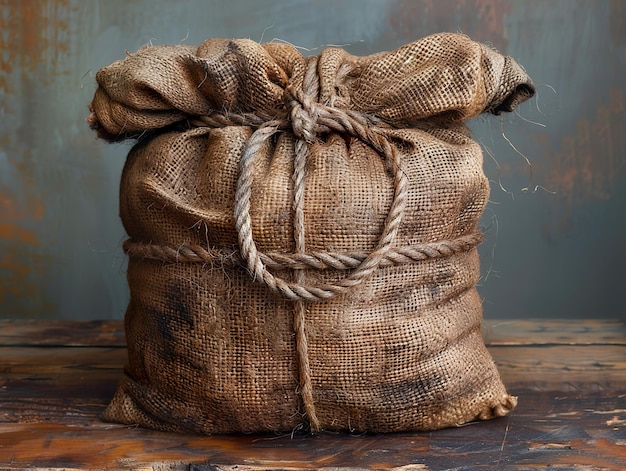 Photo a bag of old brown leather is on a table