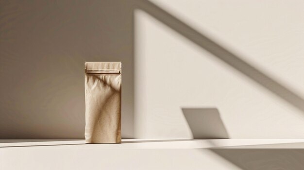 Photo a bag on a shelf with the shadow of a wall