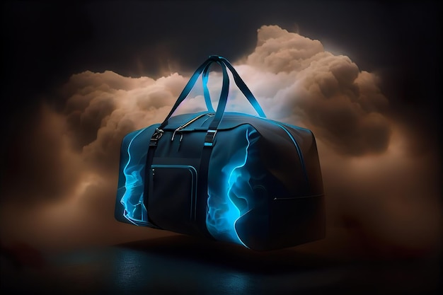 A bag in the storm with a black background