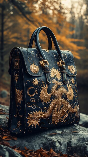 a bag that has dragons on it