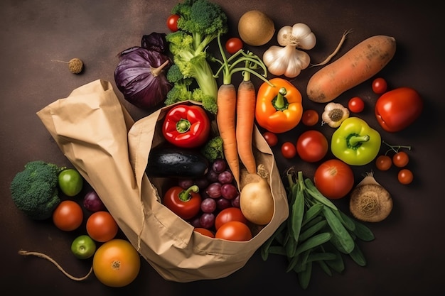 A bag of vegetables and a bag of vegetables