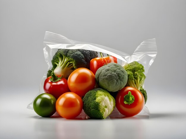 a bag of vegetables with a bunch of broccoli in it