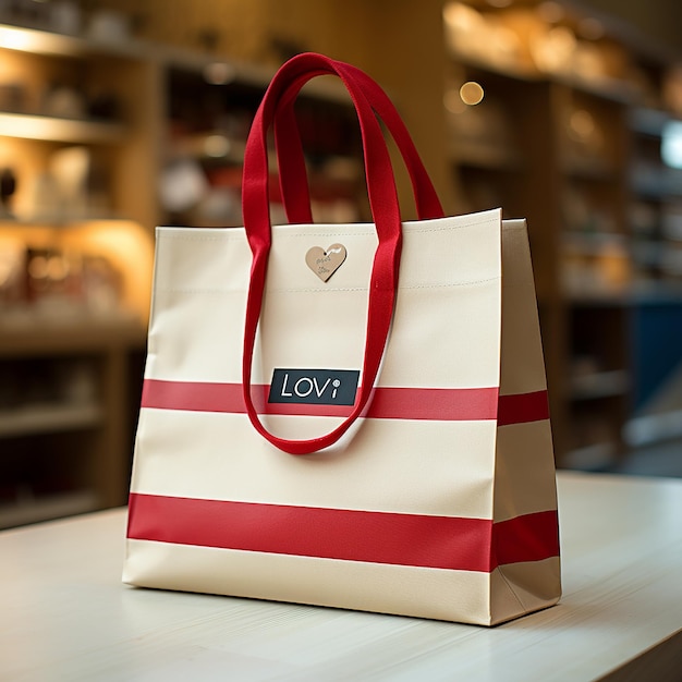 A bag with a label that saysloveon