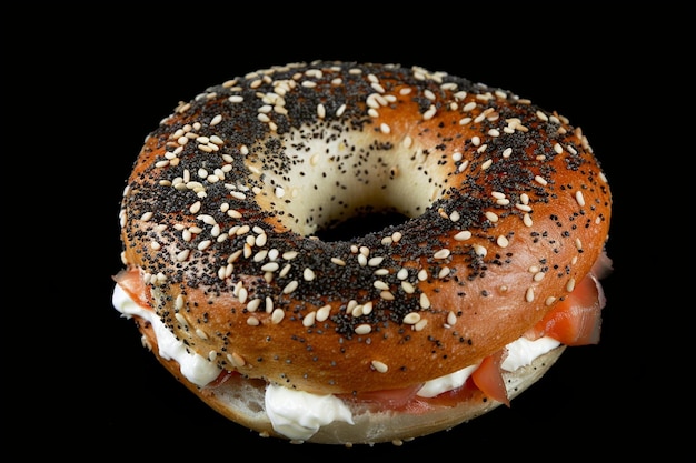 Bagel with Lox Cream Cheese black background photo