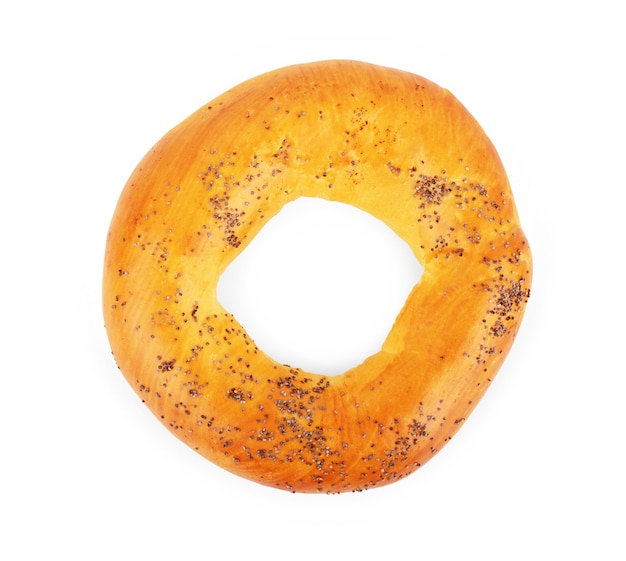 Bagel with poppy seeds on a white background