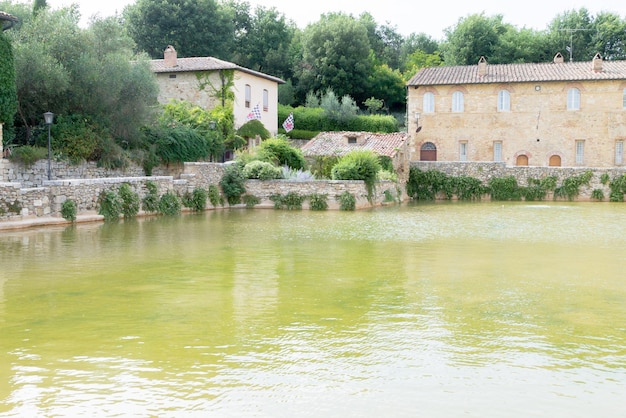 Bagno Vignoni main square view Tuscany Italy