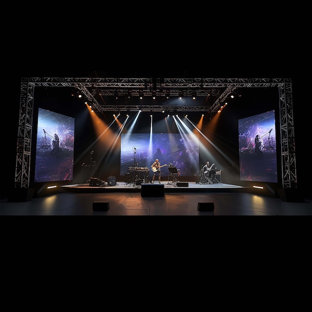 baground concert stage with screen and spotlights