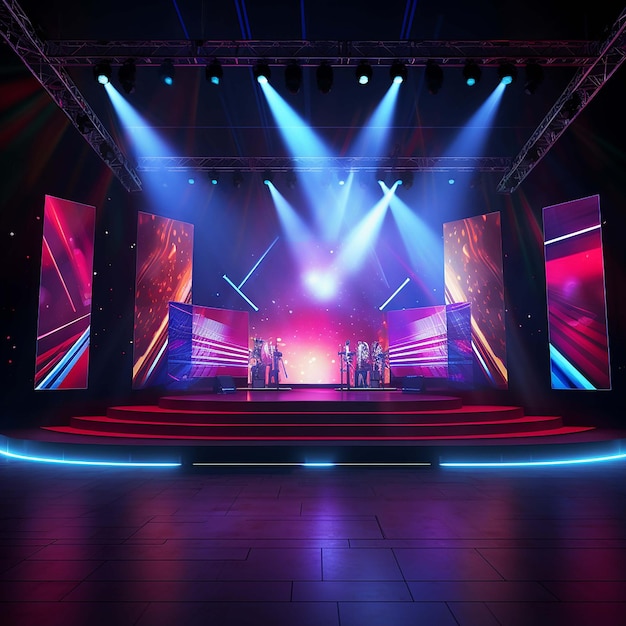 baground concert stage with screen and spotlights