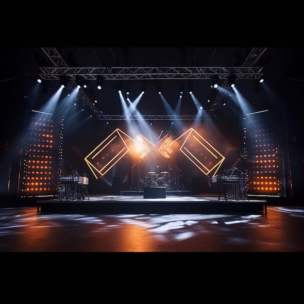 baground concert stage with screen and spotlights