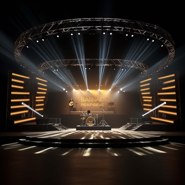 baground concert stage with screen and spotlights