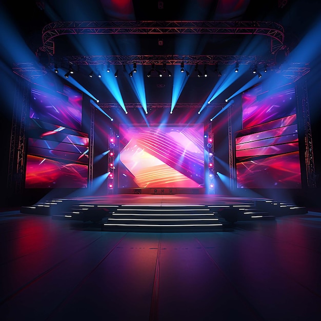 baground concert stage with screen and spotlights