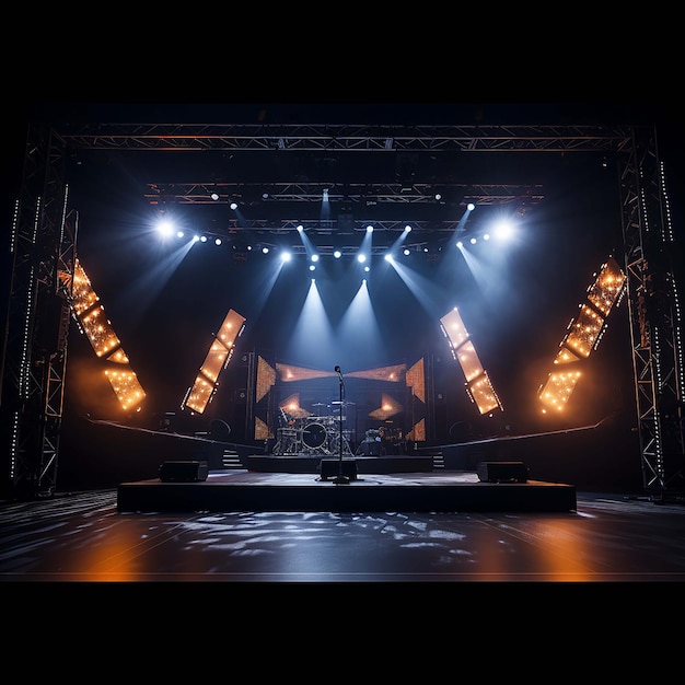 baground concert stage with screen and spotlights