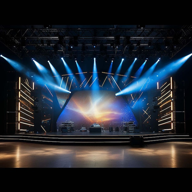 baground concert stage with screen and spotlights