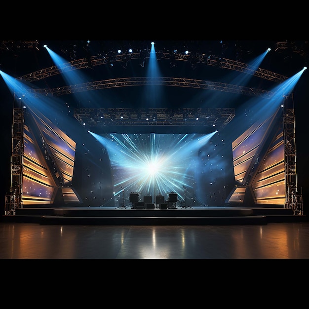 baground concert stage with screen and spotlights