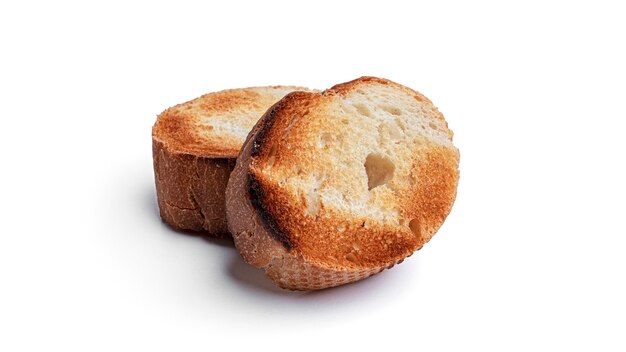 Baguette toasts isolated on a white background