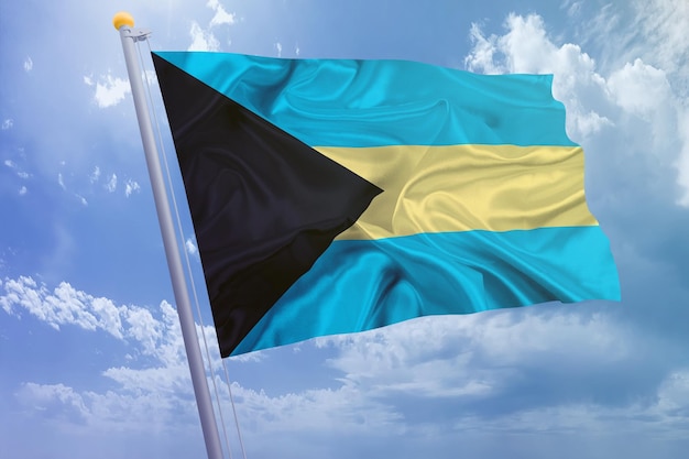 Bahamas flag on the sky background