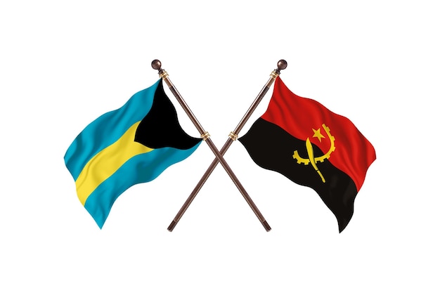 Bahamas versus Angola Two Countries Flags Background