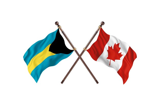 Bahamas  versus Canada Two Countries Flags Background