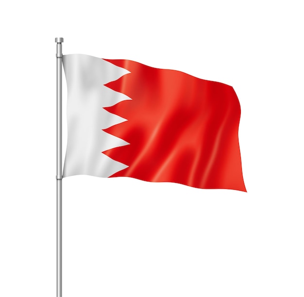 Bahrain flag, three dimensional render, isolated on white