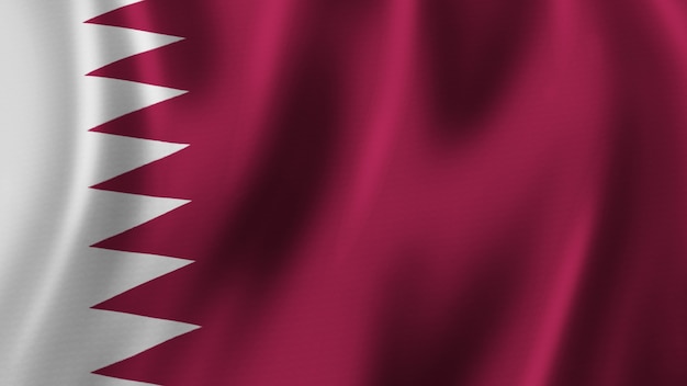 Bahrain Flag Waving Closeup 3D Rendering With High Quality Image with Fabric Texture