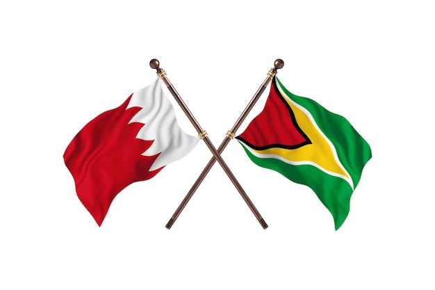 Bahrain versus Guyana Two Countries Flags Background