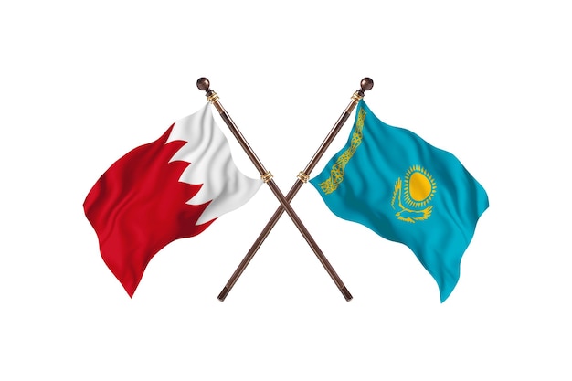 Bahrain versus Kazakhstan Two Countries Flags Background