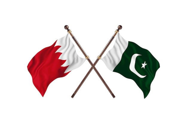 Bahrain versus Pakistan Two Countries Flags Background