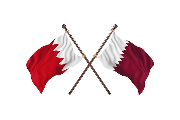 Bahrain versus Qatar Two Countries Flags Background