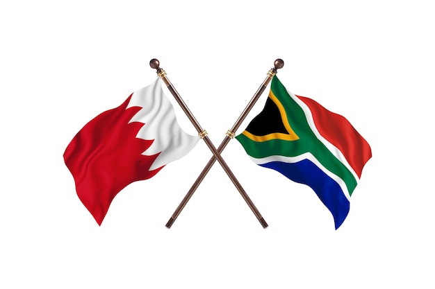 Bahrain versus South Africa Two Countries Flags Background