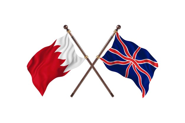 Bahrain versus United Kingdom Two Countries Flags Background