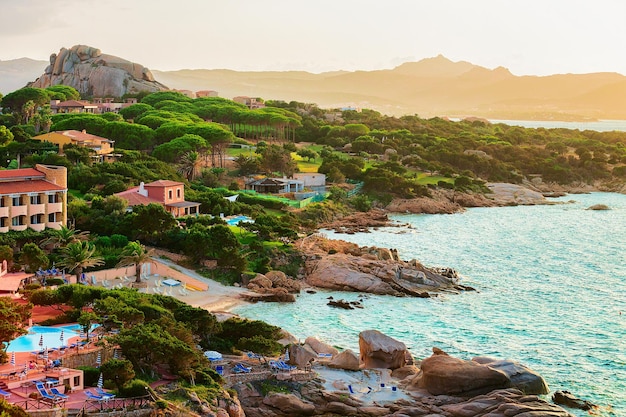 Baja Sardinia Beach, Costa Smeralda in the evening, Sardinia, Italy