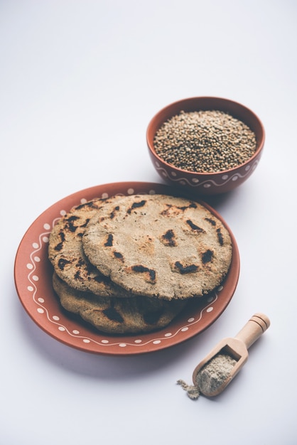 Bajra or sorghum ki roti or pearl millet flat bread